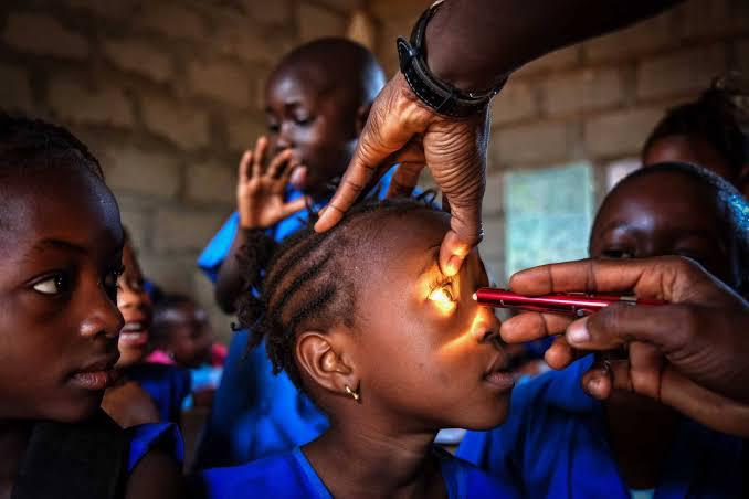 Woman receiving eye care